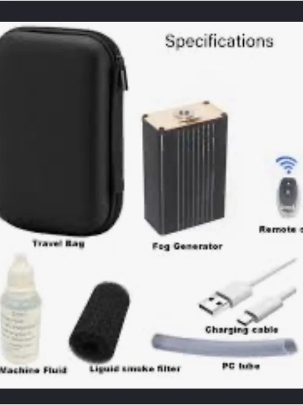 Portable Black Fog Generator Kit for Cell Phone Accessories